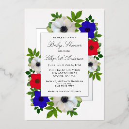 Patriotic Panda Anemone Baby shower Folie Uitnodiging