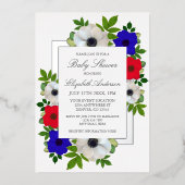 Patriotic Panda Anemone Baby shower Folie Uitnodiging (Voorkant)