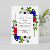 Patriotic Panda Anemone Baby shower Folie Uitnodiging (Staand Voorkant)