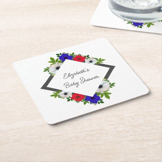 Patriotic Panda Anemone Baby shower Kartonnen Onderzetters (Schuin)