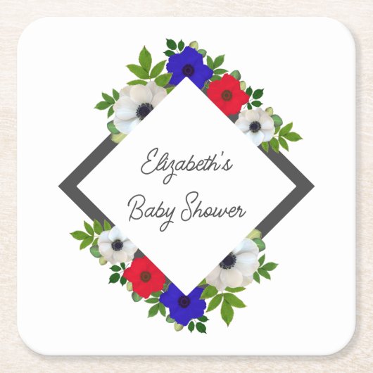 Patriotic Panda Anemone Baby shower Kartonnen Onderzetters (Voorkant)