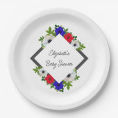 Patriotic Panda Anemone Baby shower Papieren Bordje (Voorkant)