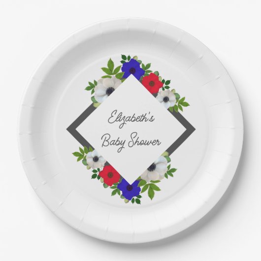 Patriotic Panda Anemone Baby shower Papieren Bordje (Voorkant)
