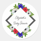 Patriotic Panda Anemone Baby shower Ronde Sticker (Voorkant)