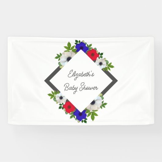 Patriotic Panda Anemone Baby shower Spandoek (Horizontaal)