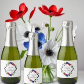 Patriotic Panda Anemone Baby shower Sparkling Wijnetiket