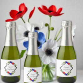 Patriotic Panda Anemone Baby shower Sparkling Wijnetiket