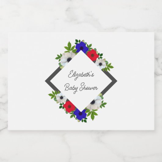 Patriotic Panda Anemone Baby shower Sparkling Wijnetiket (Enkel label)