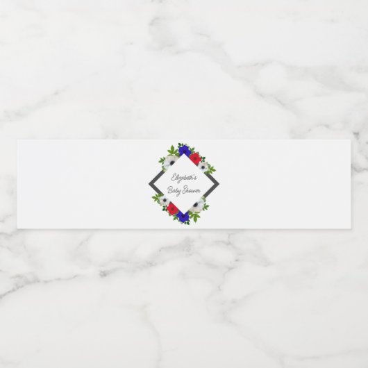 Patriotic Panda Anemone Baby shower Waterfles Etiket (Enkel label)