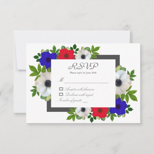 Patriotic Panda Anemone RSVP Kaartje (Voorkant)