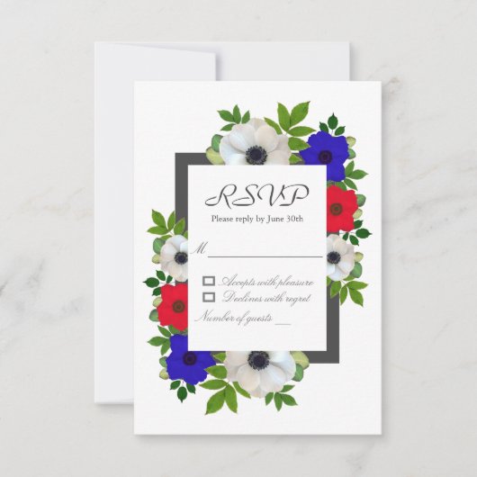 Patriotic Panda Anemone RSVP Kaartje (Voorkant)