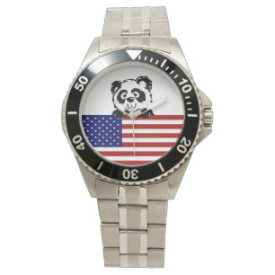 Patriotic Panda Horloge