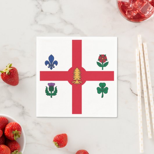 Patriotic paper napkins with flag of Montreal Servet (Insitu)