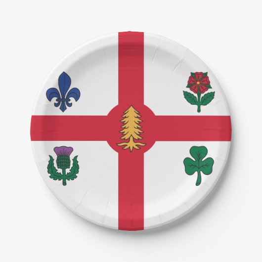 Patriotic paper plate with flag of Montreal Papieren Bordje (Voorkant)