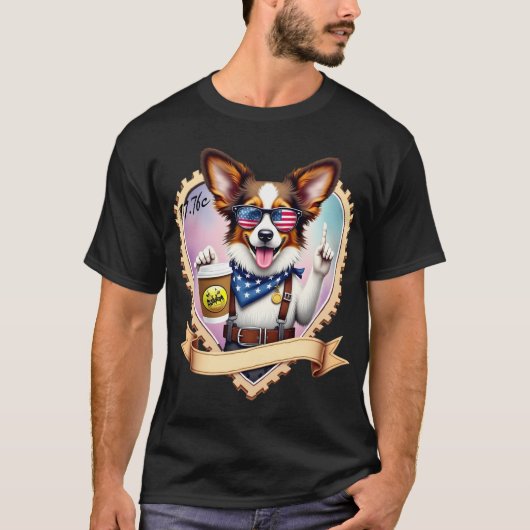Patriotic Papillon with coffee T-shirt (Voorkant)