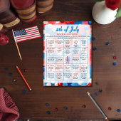 Patriotic Parade red blue 4th of July Bingo game Feestdagenkaart