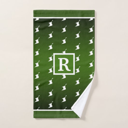 Patriotic Pattern with Monogram on Green Gradient  Bad Handdoek (Handdoek)