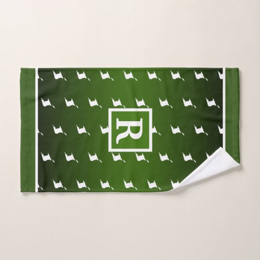 Patriotic Pattern with Monogram on Green Gradient  Bad Handdoek (Handdoek)