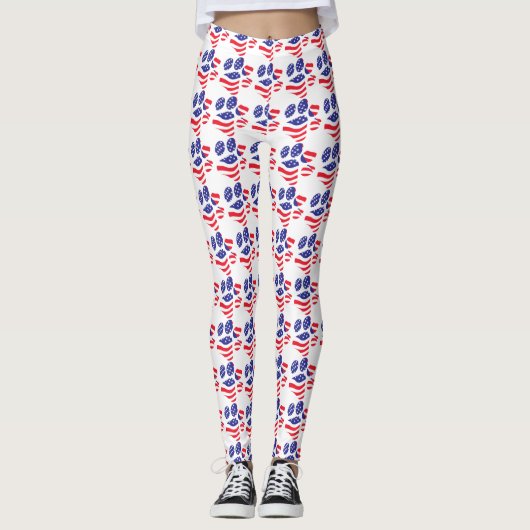 Patriotic Paw Print Leggings (Voorkant)