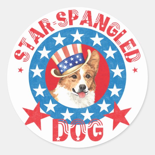 Patriotic Pembroke Welsh Corgi Ronde Sticker (Voorkant)