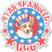 Patriotic Pembroke Welsh Corgi Vinyl Sticker (Voorkant)