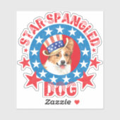 Patriotic Pembroke Welsh Corgi Vinyl Sticker (Vel)
