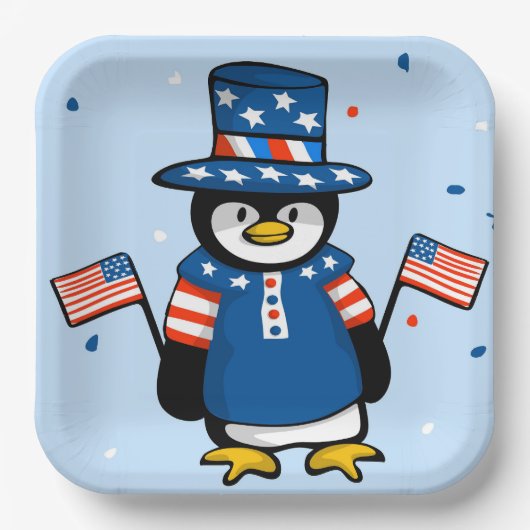 Patriotic Penguin Papieren Bordje (Voorkant)