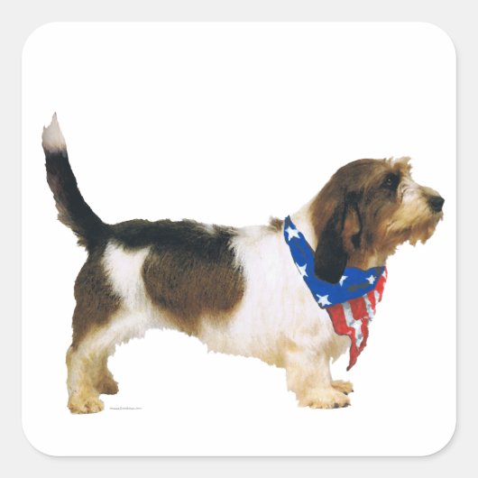 Patriotic Petit Basset Griffon Vendeen Vierkante Sticker (Voorkant)