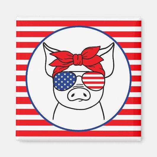 Patriotic Pig Magnet (Voorkant)