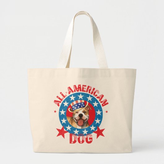 Patriotic Pit Bull Terrier Grote Tote Bag (Voorkant)