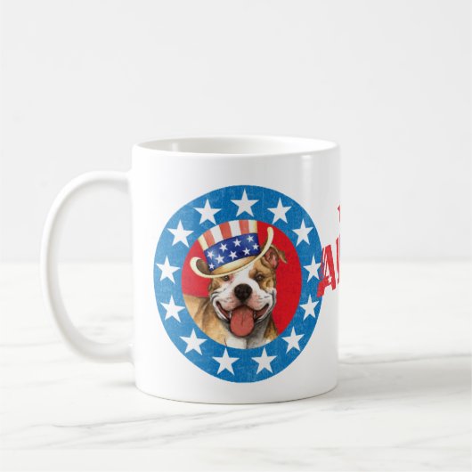 Patriotic Pit Bull Terrier Koffiemok (Links)