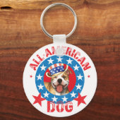 Patriotic Pit Bull Terrier Sleutelhanger (Voorkant)