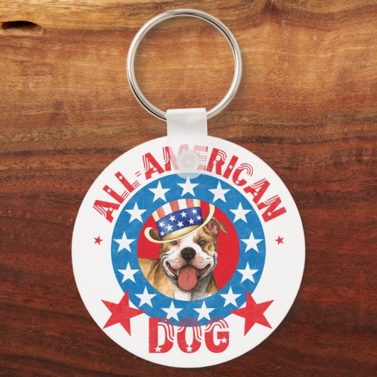 Patriotic Pit Bull Terrier Sleutelhanger (Voorkant)