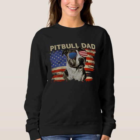 Patriotic Pitbull Dad  4th of July American Flag U Trui (Voorkant)