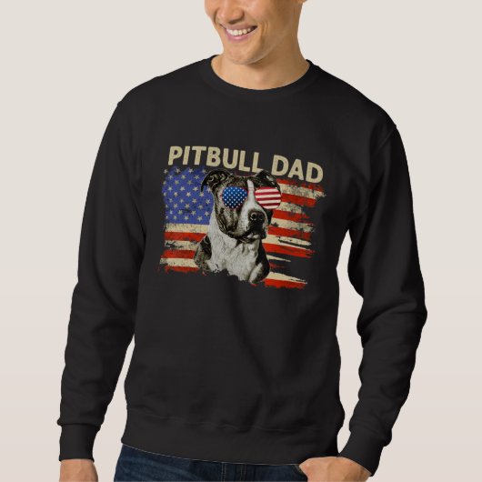 Patriotic Pitbull Dad  4th of July American Flag U Trui (Voorkant)
