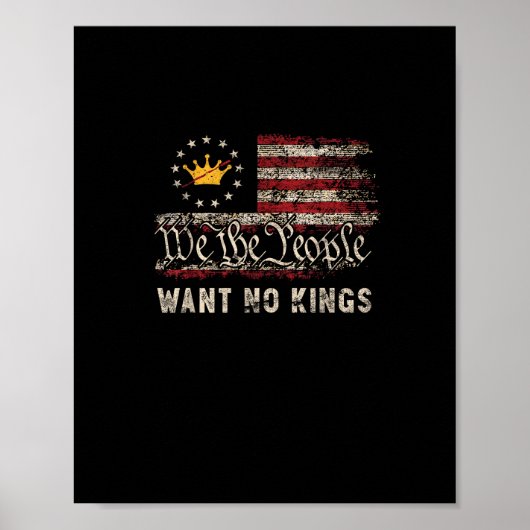 Patriotic Politics Protest No Kings In America Poster (Voorkant)
