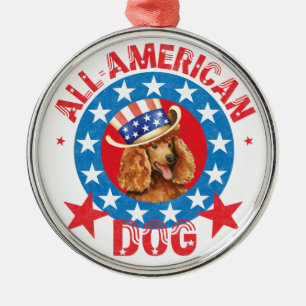 Patriotic Poodle Metalen Ornament