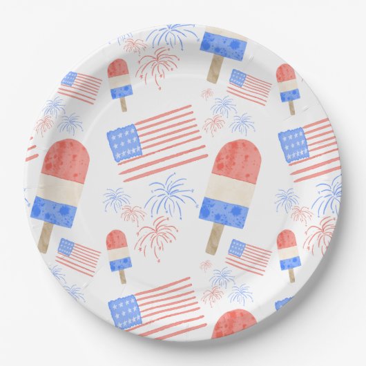 Patriotic Popsicle & Fireworks Party Borden Papieren Bordje (Voorkant)