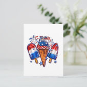 Patriotic Popsicles Ice Cream vanaf 4 juli verkrij Feestdagenkaart (Staand voorkant)