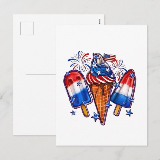 Patriotic Popsicles Ice Cream vanaf 4 juli verkrij Feestdagenkaart (Voorkant / Achterkant)