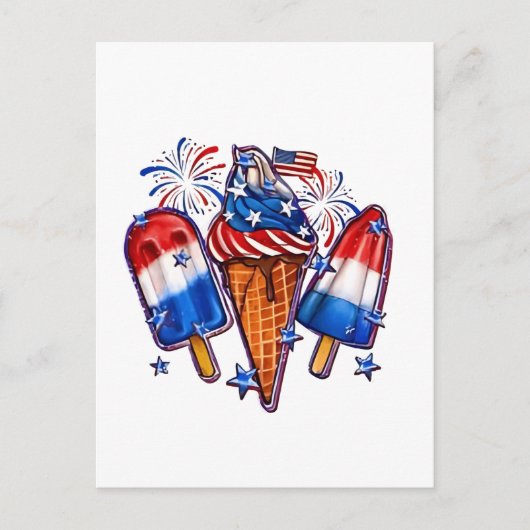 Patriotic Popsicles Ice Cream vanaf 4 juli verkrij Feestdagenkaart (Voorkant)