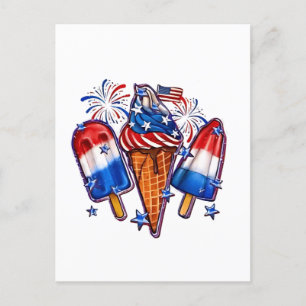 Patriotic Popsicles Ice Cream vanaf 4 juli verkrij Uitnodiging Briefkaart