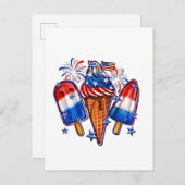 Patriotic Popsicles Ice Cream vanaf 4 juli verkrij Uitnodiging Briefkaart (Voorkant / Achterkant)