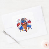 Patriotic Popsicles Ice Cream vanaf 4 juli verkrij Vierkante Sticker (Envelop)