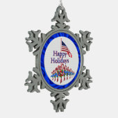 Patriotic Prettige feestdagen Candy Canes Tin Sneeuwvlok Ornament (Links)