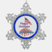 Patriotic Prettige feestdagen Candy Canes Tin Sneeuwvlok Ornament (Voorkant)