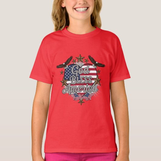 Patriotic Pride – God Bless America T-shirt design (Voorkant)