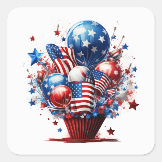 Patriotic Pride Vierkante Sticker (Voorkant)