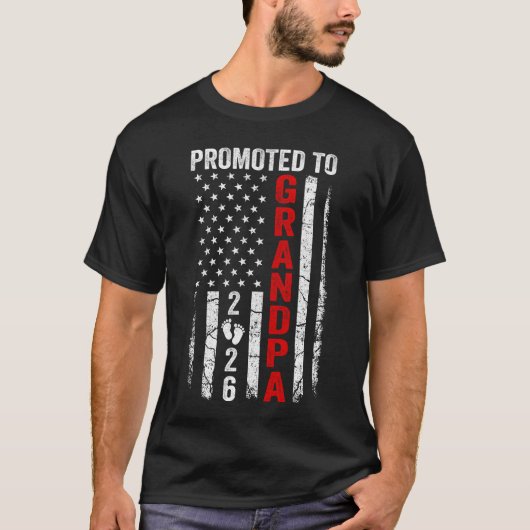 Patriotic Promoted To Grandpa 2026 First Time New T-shirt (Voorkant)