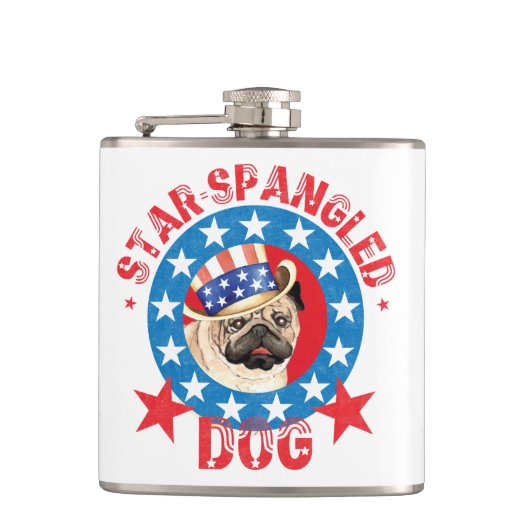 Patriotic Pug Heupfles (Voorkant)
